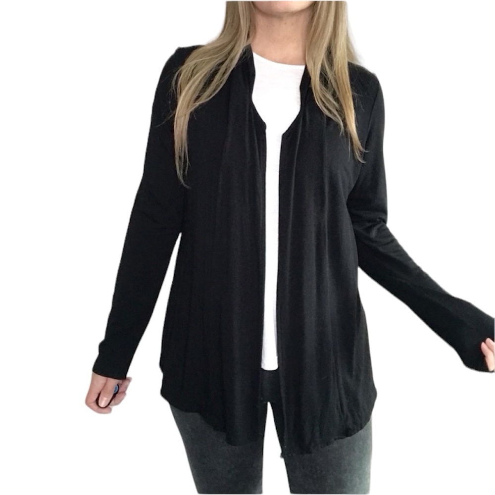 ARKITECT black open front lightweight jersey material cardigan size Small